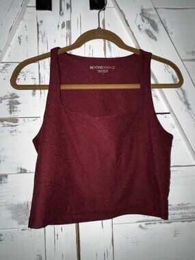 Beyond Yoga Square Neck Crop Bra Top Size Large. Red Spacedye. Workout. Yoga
